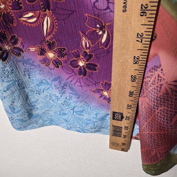 VTG Maggie Sweet Maxi Skirt Sz 1X Multicolor Patchwork Pull On Front Slit Boho - Picture 10 of 11